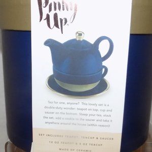 Pinky Up Addison Tea of One Set in Dark Blue and Gold
